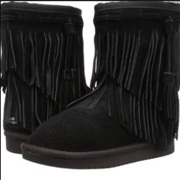 ❤️ Rare!! Brand New!! UGG Koolaburra Cable Fringe Boots Black 10 Retail $200!! - Picture 2 of 4